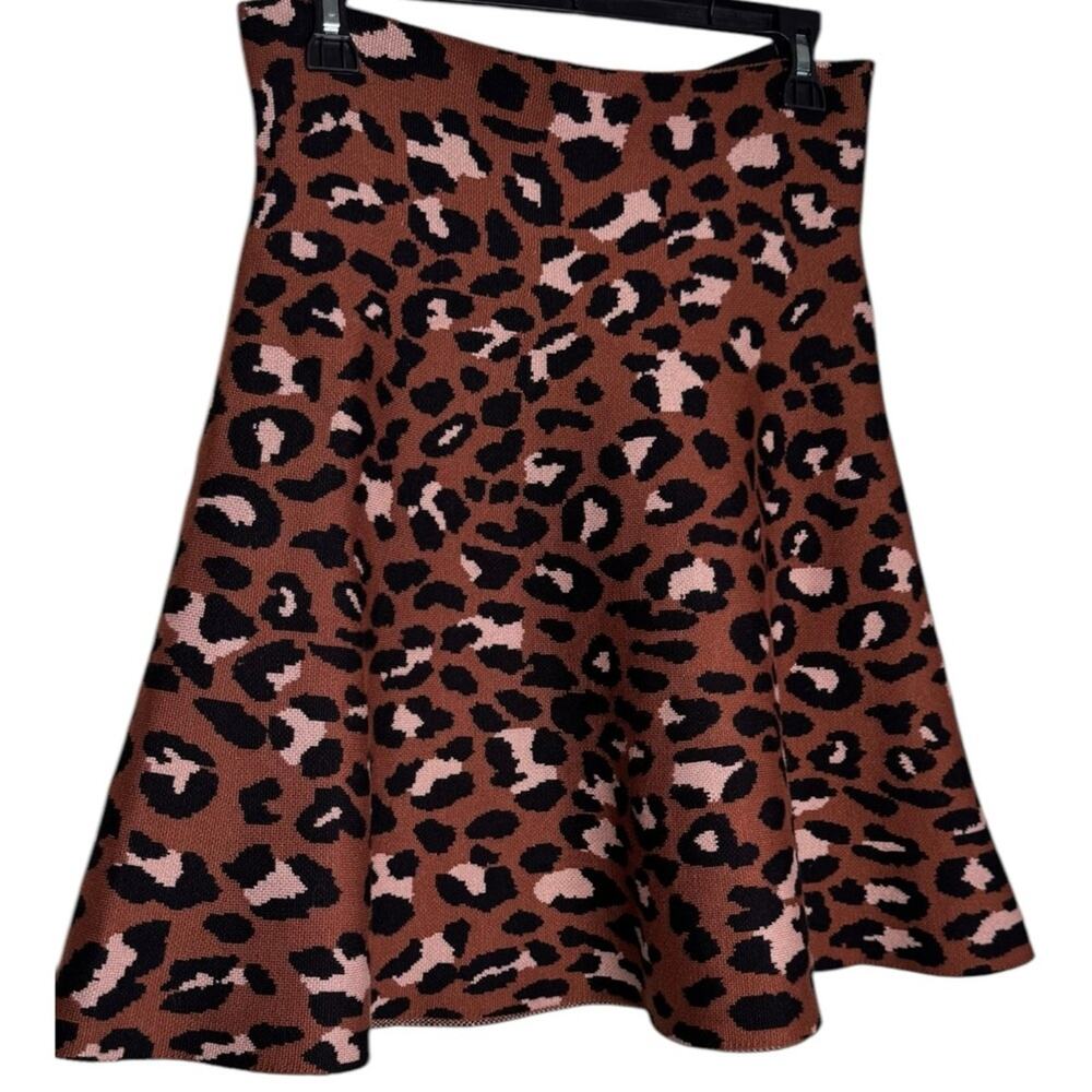 Classic Concepts Leopard Print A-Line Skirt Size Large NWT